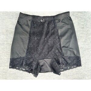 RHONDA SHEAR - Black Pin Up Panties High Waist Lace Front Boyleg Size M  A6